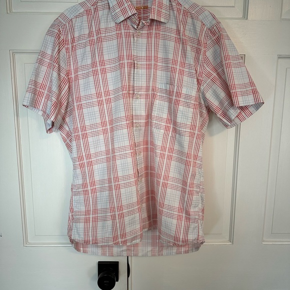 Men's Red and White Plaid Shirt - Picture 1 of 7